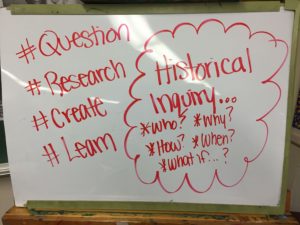 Socials 9 Gallery Walk in Ms. Sewell's class, with students choosing their own inquiry question...